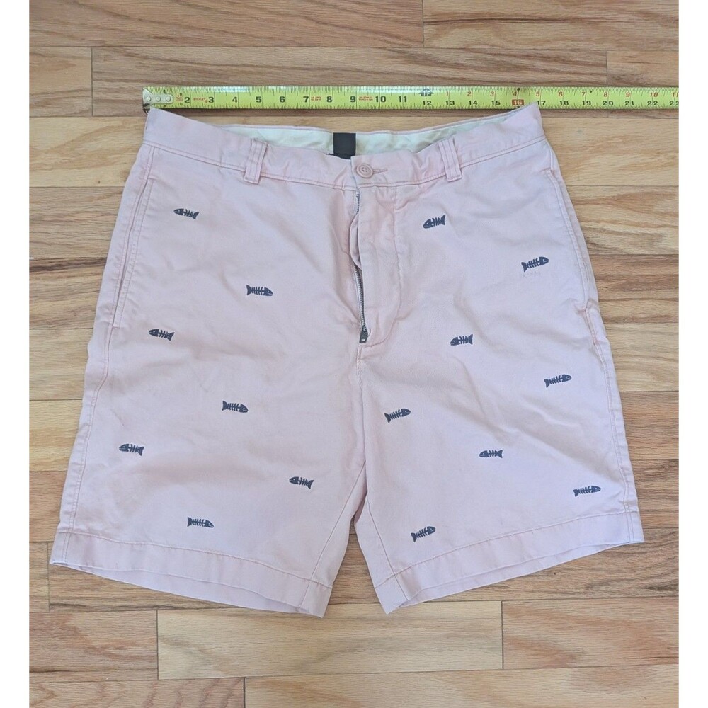 J Crew Shorts Broken In Regular Fit Pink Embroidered Fish Size 34 Chino Cotton